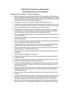 CHEM-342 Introduction to Biochemistry Spring 2006 Final Course Evaluation