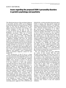 Issues regarding the proposed DSM-5 personality disorders