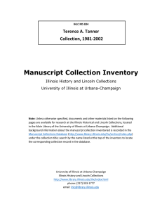 Manuscript Collection Inventory Terence A. Tanner Collection, 1981-2002