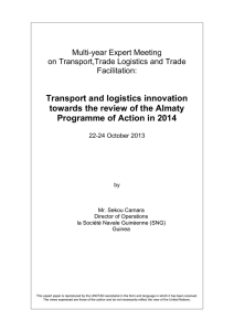 Transport and logistics innovation towards the review of the Almaty