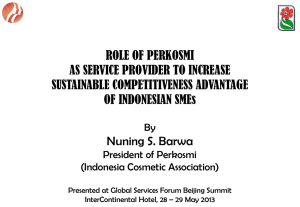 ROLE OF PERKOSMI AS SERVICE PROVIDER TO INCREASE SUSTAINABLE COMPETITIVENESS ADVANTAGE