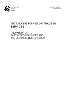 ITC TALKING POINTS ON TRADE IN SERVICES PREPARED FOR ITC