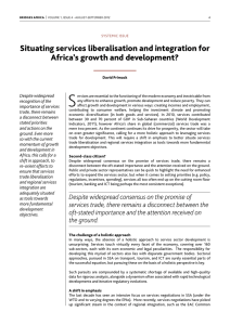 S Situating services liberalisation and integration for Africa’s growth and development? Despite widespread
