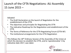 Launch of the CFTA Negotiations: AU Assembly 15 June 2015 –
