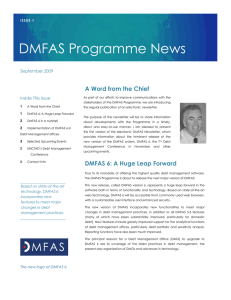 l DMFAS Programme News A Word from the Chief