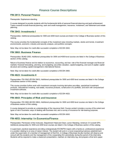 Finance Course Descriptions FIN 2013: Personal Finance