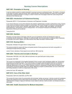 Nursing Course Descriptions NUR 1001: Orientation to Nursing