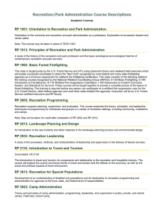 Recreation/Park Administration Course Descriptions