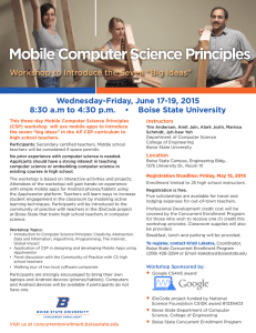 Mobile Computer Science Principles Wednesday-Friday, June 17-19, 2015