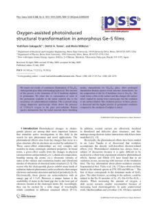p s s b Oxygen-assisted photoinduced structural transformation in amorphous Ge–S films