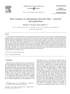 Mass transport in chalcogenide electrolyte ﬁlms – materials and applications