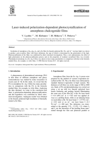 Laser-induced polarization-dependent photocrystallization of amorphous chalcogenide films V. Lyubin , M. Klebanov