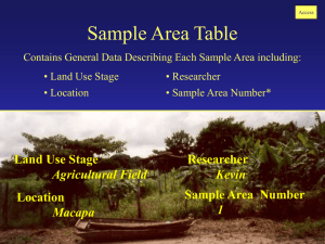 Sample Area Table