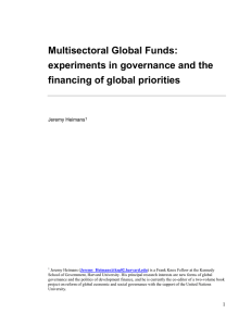 Multisectoral Global Funds: experiments in governance and the financing of global priorities
