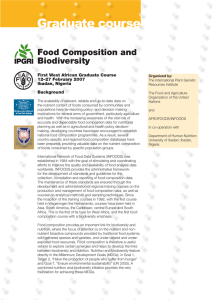 Graduate course Food Composition and Biodiversity First West African Graduate Course