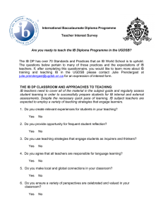 International Baccalaureate Diploma Programme Teacher Interest Survey