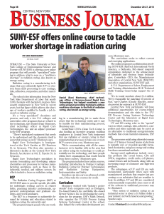 SUNY-ESF offers online course to tackle worker shortage in radiation curing