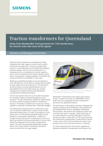 Traction transformers for Queensland