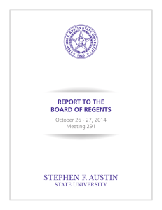 REPORT TO THE BOARD OF REGENTS October 26 - 27, 2014 Meeting 291