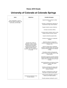 University of Colorado at Colorado Springs Vision 2010 Goals
