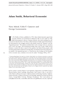 I Adam Smith, Behavioral Economist Nava Ashraf, Colin F. Camerer and George Loewenstein