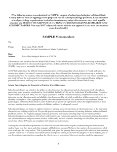 [The following memo was submitted by NASP in support of... County Schools who are fighting severe proposed cuts in school...