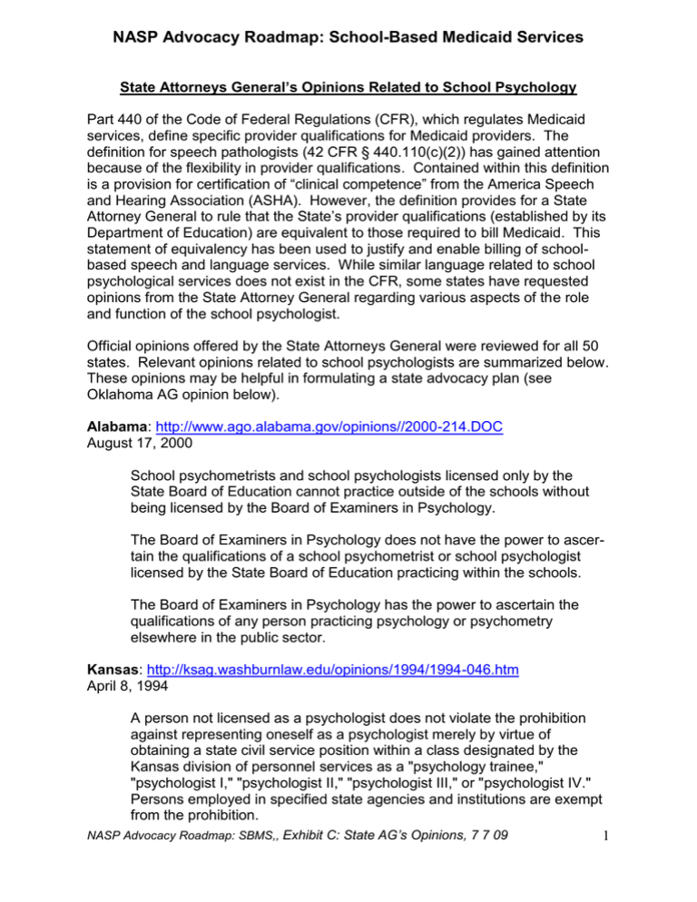 NASP Advocacy Roadmap School Based Medicaid Services