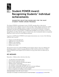 Student POWER Award: Recognizing Students’ Individual Achievements