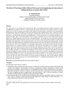 The Role of Protesting Public Political Movement in Strengthening the... Political Reform in Jordan (2011-2014)