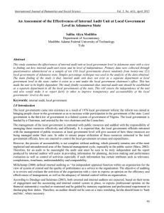 An Assessment of the Effectiveness of Internal Audit Unit at... Level in Adamawa State Salihu Aliyu Modibbo