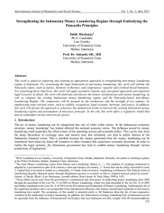 Strengthening the Indonesian Money Laundering Regime through Embodying the Pancasila Principles