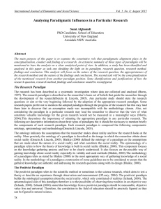 Analysing Paradigmatic Influences in a Particular Research Sami Alghamdi Abstract