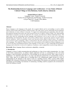 The Relationship between Language and Architecture: A Case Study of... Cultural Village at Setu Babakan, South Jakarta, Indonesia