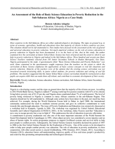 An Assessment of the Role of Basic Science Education in... Sub-Saharan Africa: Nigeria as a Case Study