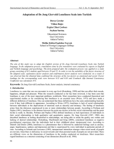 Adaptation of De Jong Gierveld Loneliness Scale into Turkish