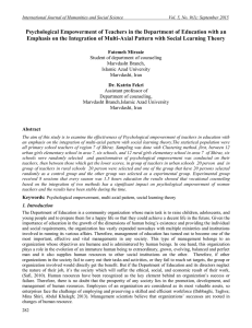 Psychological Empowerment of Teachers in the Department of Education with... Emphasis on the Integration of Multi-Axial Pattern with Social Learning...