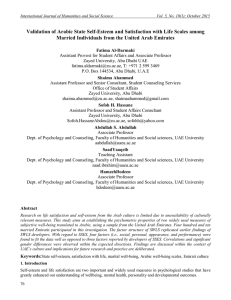 Validation of Arabic State Self-Esteem and Satisfaction with Life Scales among Married Individuals from the United Arab Emirates