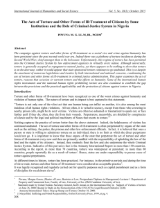 The Acts of Torture and Other Forms of Ill-Treatment of... Institutions and the Role of Criminal Justice System in Nigeria