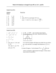 Math 142 Solutions to Sample Exam III (A, B, C,...