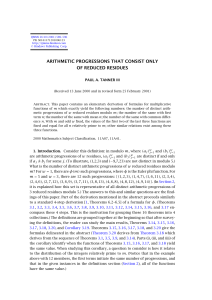 ARITHMETIC PROGRESSIONS THAT CONSIST ONLY OF REDUCED RESIDUES PAUL A. TANNER III