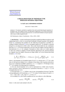 A REGULARIZATION OF FREDHOLM TYPE SINGULAR INTEGRAL EQUATIONS