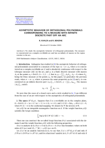 ASYMPTOTIC BEHAVIOR OF ORTHOGONAL POLYNOMIALS CORRESPONDING TO A MEASURE WITH INFINITE