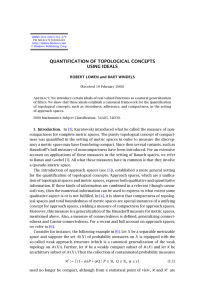 QUANTIFICATION OF TOPOLOGICAL CONCEPTS USING IDEALS ROBERT LOWEN and BART WINDELS