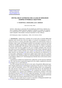 SPATIAL DECAY ESTIMATES FOR A CLASS OF NONLINEAR DAMPED HYPERBOLIC EQUATIONS