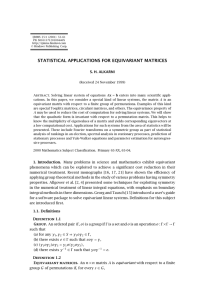 STATISTICAL APPLICATIONS FOR EQUIVARIANT MATRICES S. H. ALKARNI