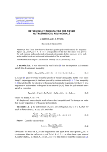 DETERMINANT INEQUALITIES FOR SIEVED ULTRASPHERICAL POLYNOMIALS J. BUSTOZ and I. S. PYUNG