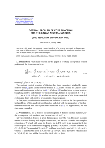OPTIMAL PROBLEM OF COST FUNCTION FOR THE LINEAR NEUTRAL SYSTEMS