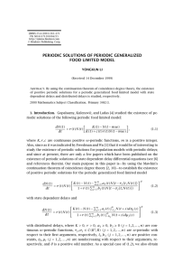 PERIODIC SOLUTIONS OF PERIODIC GENERALIZED FOOD LIMITED MODEL YONGKUN LI