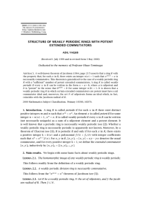 STRUCTURE OF WEAKLY PERIODIC RINGS WITH POTENT EXTENDED COMMUTATORS ADIL YAQUB