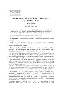 ON THE STRUCTURE OF THE TOTALLY ORDERED SET OF UNIMODAL CYCLES